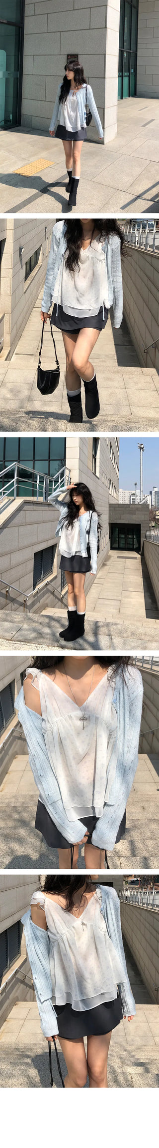 Flower Chiffon Sleeveless Blouse