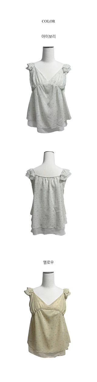 Flower Chiffon Sleeveless Blouse