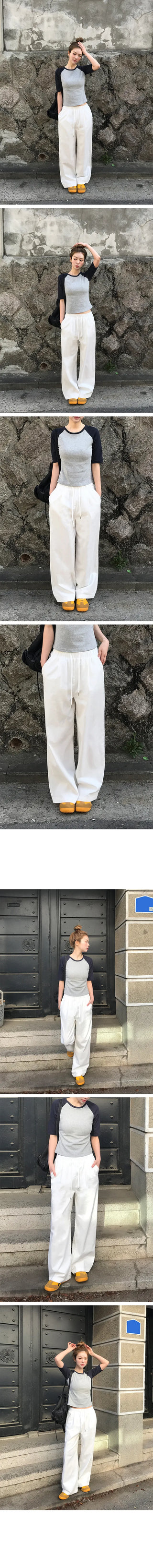 Candy Bar Cotton Elastic Waist Wide Pants