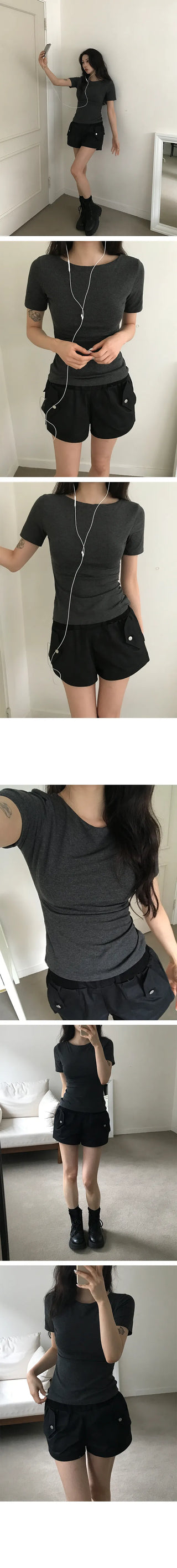 Mellow Boat Neck Slim Short Sleeve Tee