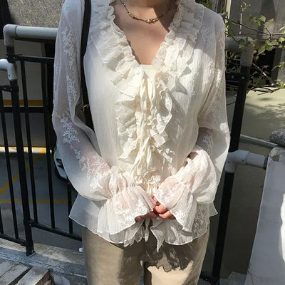Risen Chiffon Frill Blouse