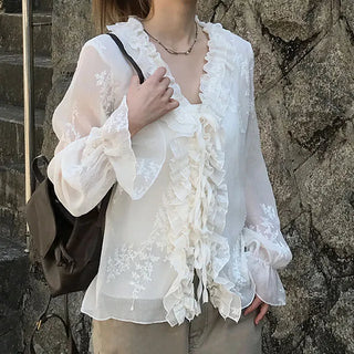 Risen Chiffon Frill Blouse