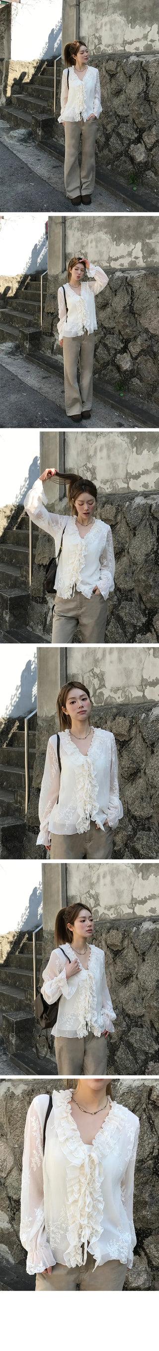 Risen Chiffon Frill Blouse