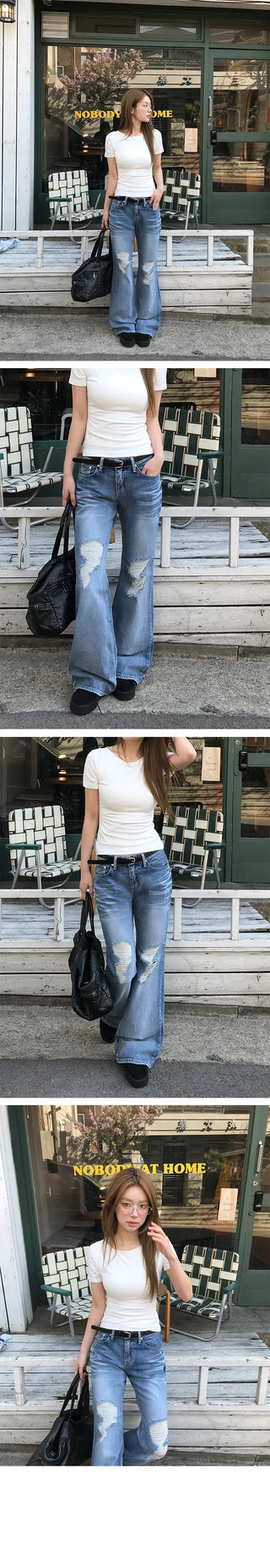 Roca Damaged Bootcut Pants
