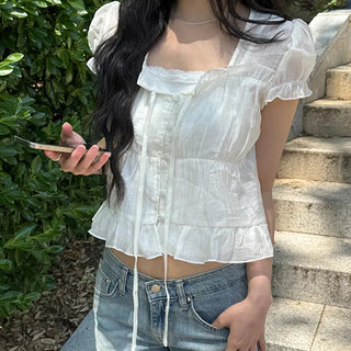 Ev Frill Shirring Blouse