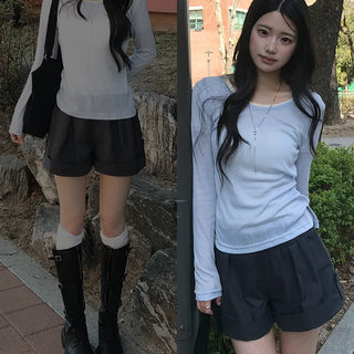 Mock Roll-up Short Cotton Pants