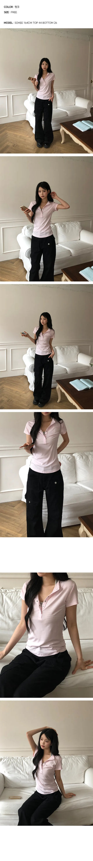 Tiba Totto Button Layered Short Sleeve T-shirt