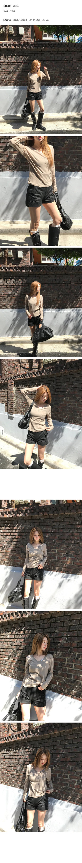 Marmo Button Pocket V-Neck Long Sleeve T-Shirt