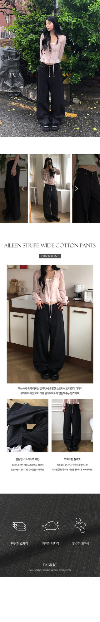 Eileen Stripe Wide Cotton Pants
