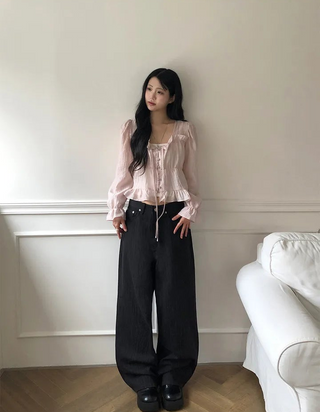 Eileen Stripe Wide Cotton Pants