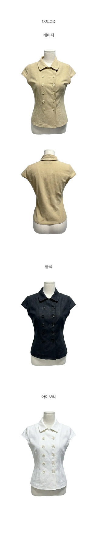 Heart Double Collar Short Sleeve Blouse