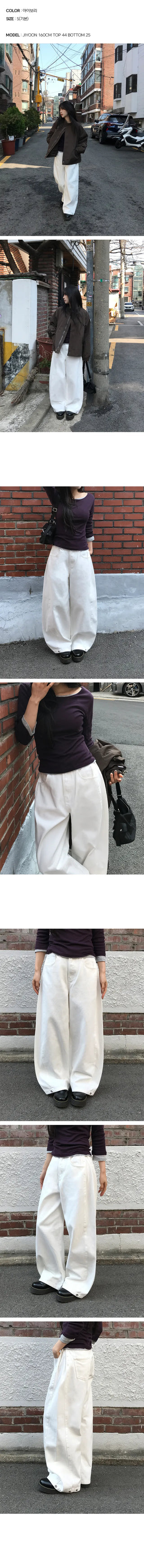 Hiro Side Snap Wide Cotton Pintuck Pants