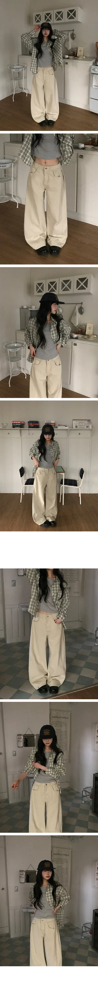 Hiro Side Snap Wide Cotton Pintuck Pants