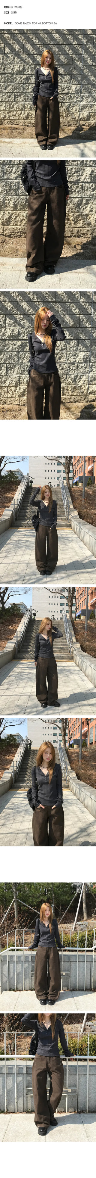 Hiro Side Snap Wide Cotton Pintuck Pants