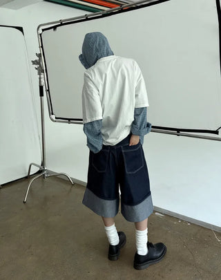 non fade denim bermuda pants