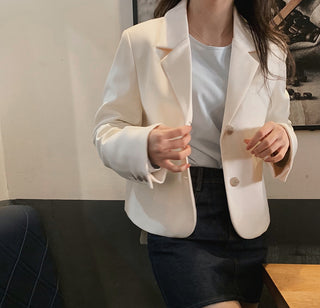 Single-breasted semi-cropped jacket - 4 colors