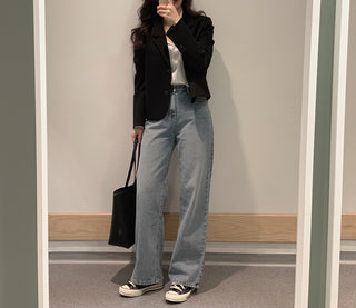 Single-breasted semi-cropped jacket - 4 colors