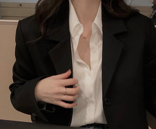 Single-breasted semi-cropped jacket - 4 colors