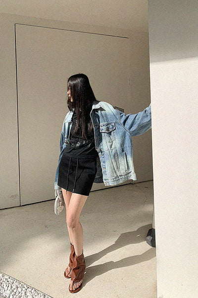 drawstring sports style mini skirt