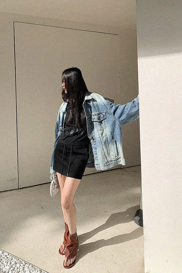 drawstring sports style mini skirt