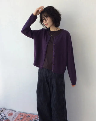 Wool round cardigan