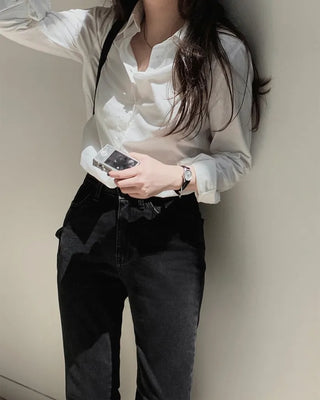 Semi-bootcut denim pants