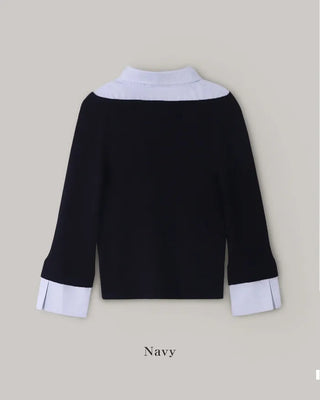 Extremely popular in Korea! Shirt-layered knit / 5 colors