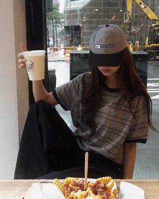 Classic striped short-sleeved sweatshirt