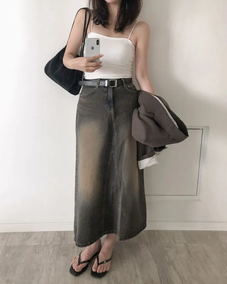 Vintage Wash Denim Skirt