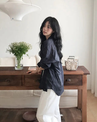 Loose-fit summer check shirt