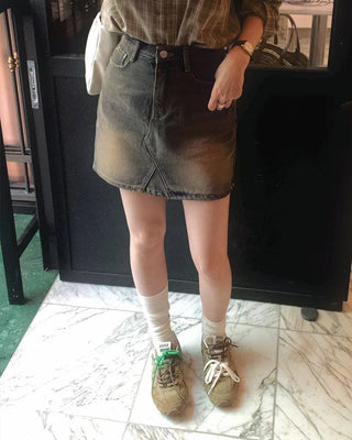 Vintage Wash Denim Skirt