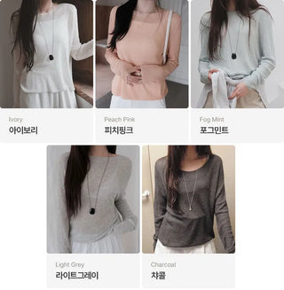 [5 colors] Boat neck knit