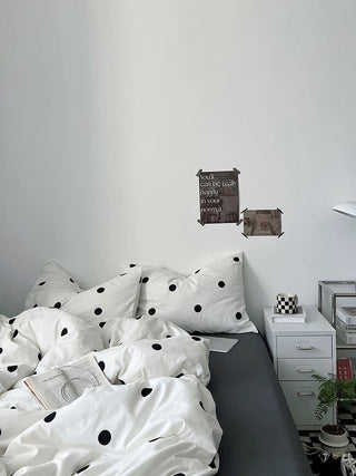 White and Black Polka Dot Bedding Set