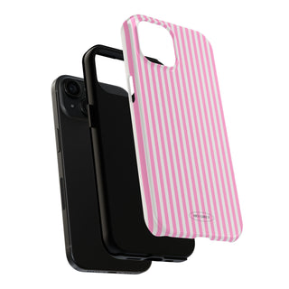 Preppy Pink Striped iPhone Case