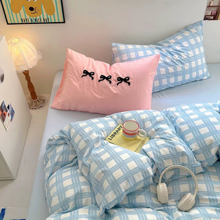 Blue Plaid Bedding Set