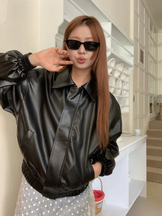 PU leather leather jacket