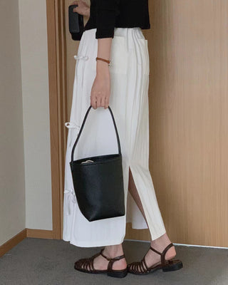 Bow Strap Split Long Skirt