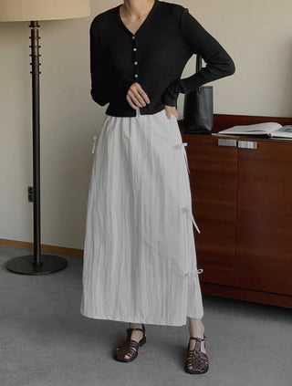 Bow Strap Split Long Skirt