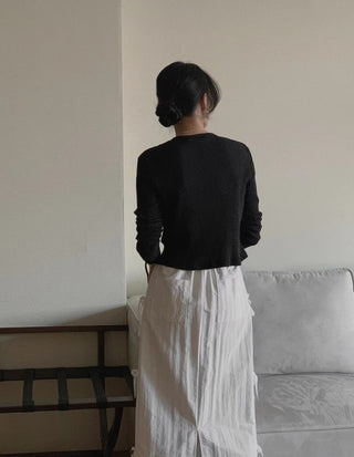 Bow Strap Split Long Skirt