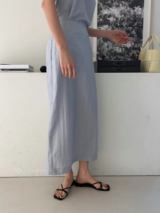 Korean Sleeveless Shirt + High Waist Split Skirt suit