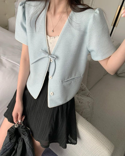 Single-breasted summer bow jacket