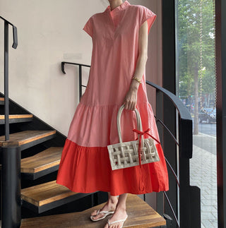 Lotus leaf pendulum lace-up dress