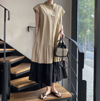 Lotus leaf pendulum lace-up dress