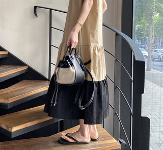 Lotus leaf pendulum lace-up dress