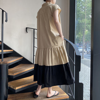 Lotus leaf pendulum lace-up dress