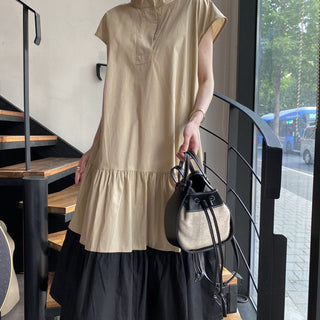 Lotus leaf pendulum lace-up dress