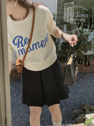 Korean Round Neck Letter Knitted Top
