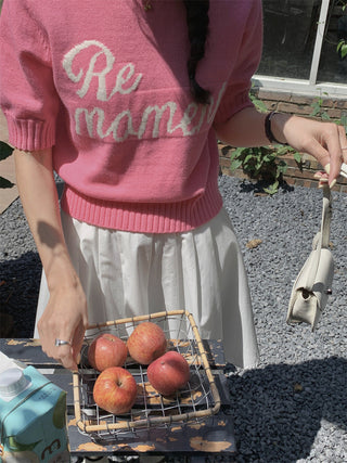 Korean Round Neck Letter Knitted Top