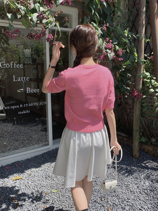Korean Round Neck Letter Knitted Top