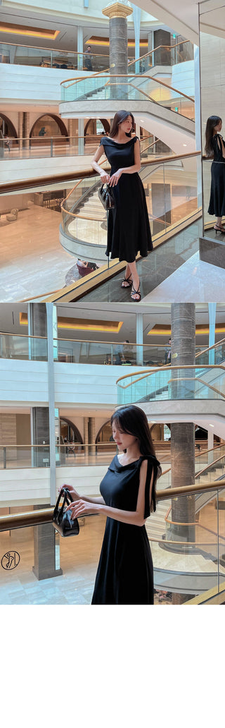 South Korea Lace-up Bow Skinny dress